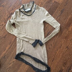 Viviana Tan and Black Cowl Neck Sweater